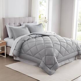 3dwn7cre-gry-qn Modern Threads 7-piece Reversible Comforter Set - Bedding Ensemble With Comfo