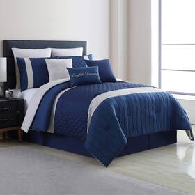 3mlticse-lgn-qn Modern Threads 9-piece Landon Embellished Comforter Set Queen Blue/navy