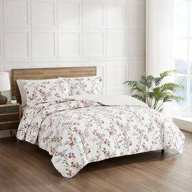 Modern Threads 645470413075 Ariana 3-piece Floral Stripe Quilt Set Soft Cotton Lightweight Bedspread Wit