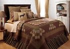 Moose Queen Quilt Green Patchwork Primitive Brown Bedding Tan Set 3pc Barrington