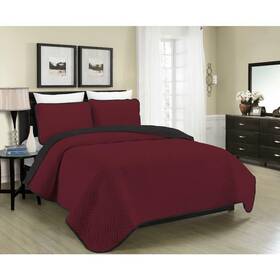 M575549 Morgan Home Quilt Set Full/queen Reversible Polyester 3-piece Austin