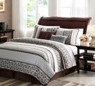 Mp13-613-mp13-614 Madison Park Harvard Blue Brown Cotton Fill Coverlet Set In