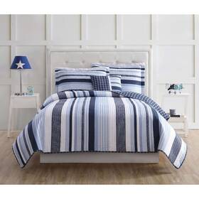 75666955 My World Twin Mason Striped Kidsft Quilt Set -