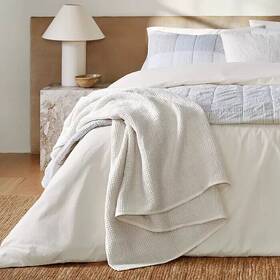 Nate Home 192173229897 By Berkus Perchment Queen Waffle Blanket Color Cream New