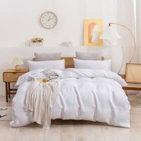 7007491 Natural Home Linen Quilt Cover Set White - Single