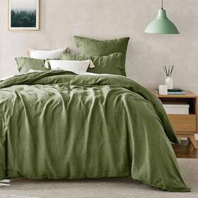 Nh-07159 Natural Home Linen 100% European Flax Quilt Cover Set Hunter - Double