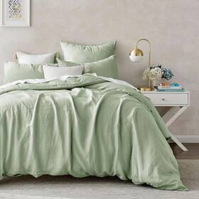 Nh-07186 Natural Home Linen 100% European Flax Quilt Cover Set Willow Green - Sin