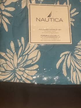Nautica 085989525287 3pc Key Largo F/ Queen Quilted Poly Coverlet 86x86 Inch And Std Shams Nip/ Nos