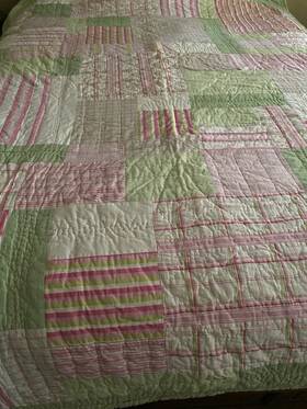 Nautica 085989551811 Edgemont Pink Green And White Quilt About 85x63 86 Inch Shabby Chic Garden