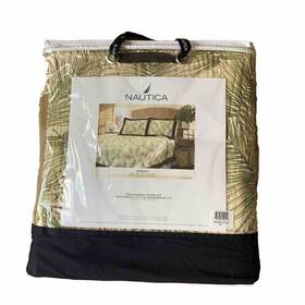 Nautica 085989552412 Resort Full Queen Coverlet Bedspread Palm Leaves Tropical Cotton New