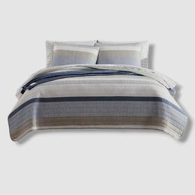 Nautica 883893686274 Blue Galewood Reversible 3-piece Full/queen Quilt Set