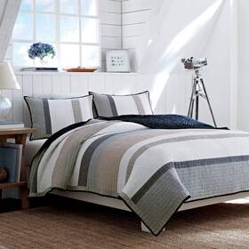 B00lw04x78 Nautica - Queen Quilt Cotton Reversible Bedding For All Seasons Tideway