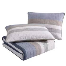 Nautica Galewood 883893686281 3-piece Beige Striped Cotton King Quilt Set