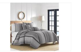 Ushsa91133022 Nautica Gulf Shores Cotton Grey 3 Piece Quilt Set-king