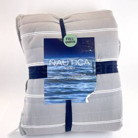 Ushsa91191152 Nautica Bedding 3pc Quilt Set Gray Cotton Full/queen Machine Wash Sham