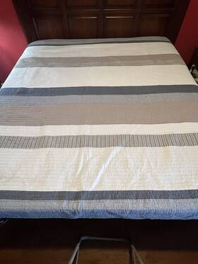 Ushsa91225597 Nautica Tideway Quilt King-size Striped Navy Blue Beige White Reversible Blanket