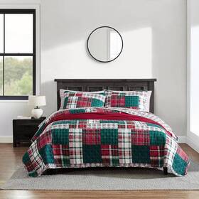 Ushsa91259434 Nautica Emmet Patchwork 2-piece Red Cotton Twin Quilt Set