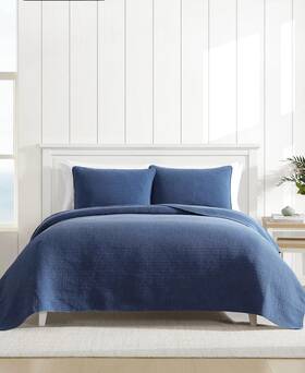 Ushsa91327375 Nautica Seashore Stitch Washed 3-pc. King Quilt Set- Navy