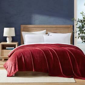 Ushsee1258984 Nautica King Plush Fleece Blanket Ultra Soft Machine Washable Solid Red Bed Sofa