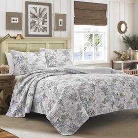 Nautical Bedding Set 818258305576 Quilt Gray Blue Shells Sea Queen Cotton Pillow Shams Coastal Cover