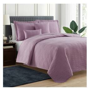 T4104284 Nestl 198379590441 Ellipse Embossed 5-pc. Quilt Set Full/queen-lavender