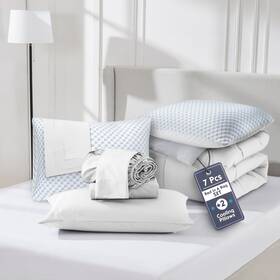Nestl 198379977389 9 Piece Queen Comforter Set White Reversible Bed In A Bag