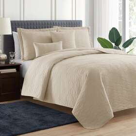 Nestl 313109960954 Elegant Beige Cream Quilt Set With Euro Shams Antimicrobial