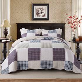 Newlake 712109420299 Cotton Bedspread Quilt Sets-reversible Patchwork Coverlet Set Rhythm Square