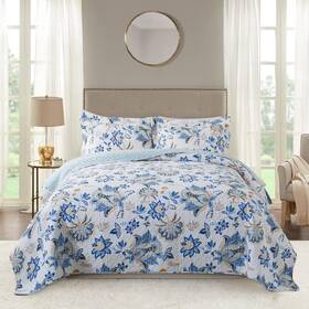 Newlake 712109420596 Cotton Bedspread Quilt Sets-reversible Patchwork Coverlet Set Gorgeous Flora