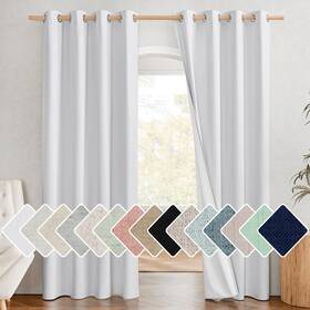 Ntusgm55slub25284v03 Nicetown 100% Absolutely Blackout Linen Curtains With Thermal Insulated White