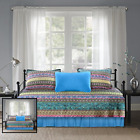 Nl-qc-fugu-blue-daybed Pc Quilted Daybed Co Striped Jacquard Style Home Bed Bath