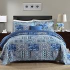 Nl-qc-fuguxingkong-queen Newlake Cotton Bedspread Quilt Patchwork Coverlet Set Blue Size