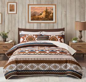 Ktbyy230302fba-c1-90x96-3 Notepure Southwestern Quilt Set Western Tribal Rustic Aztec Native American Navajo Bed