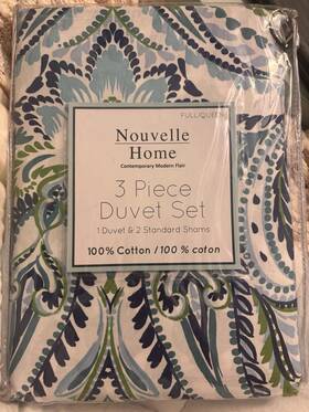 32.725 Nouvelle Home 060672324922 Ella European Matalasse Full Queen Coverlet Set Floral New