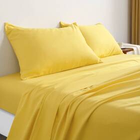 Ausntmfft4-q-yellow Ntbay 4 Pieces 100% Microfiber Queen Bed Sheet Set 1800 Super Soft And Cozy