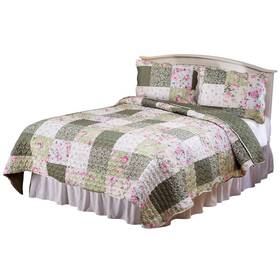 Dfs10970 Oakridge Rose Quilted Bedspread And Sham Set By Queen