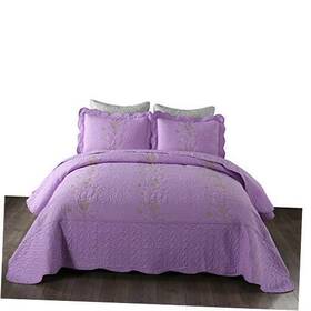 Ocean Home Fashion 746362137496 3 Piece Lightweight Bedspread Quilt Set Microfiber King Lavender Purple