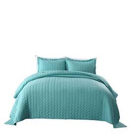 Ocean Home Fashion 850032099226 3 Piece Lightweight Bedspread Quilt Set Microfiber Bedspreads King Teal