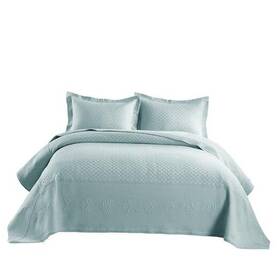 Tm107 Ocean Home Fashion Inc 3-piece 100% Cotton Oversized Bedspread Set King 118 Inch X106 Tm Mint Green