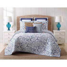 84278346 Oceanfront Resort 3pc Full/queen Indienne Paisley Quilt Set Navy/white -