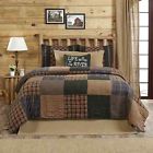 Offe7 Plaid Brown 7p Primitive Rusti Set Quilt King Tan- Super Blue Henley