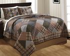 Oh-841985022850 Market Street Patchwork Quilt Set Queen Burgundy Blue 841985022850