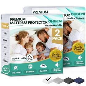 Ohgeni 810081662239 2 Pack Twin Xl Size Mattress Protector 100% Waterproof Fitted Sheet With De