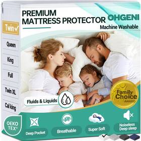 Mpw3v111 Ohgeni 100 Waterproof Mattress Protector Twin Size 6-16 Fitted Sheet With D