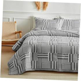 Oldbiao 445012628690 3 Pieces Size Quilt Set Cotton Blend Lightweight Bedding Coverlet King Stripe