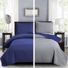 B097p6nbth Oliven Reversible Navy Gray Quilt King Size Lightweight Soft Microfiber Bedsprea