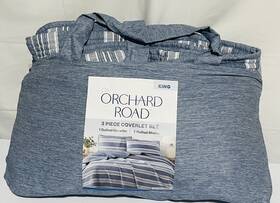 On Orchard Road 783048236654 Heathered Stripe 3-piece King Coverlet Set Navy