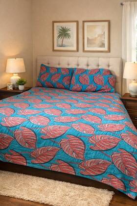 Opalhouse 191908088280 Queen/full Opal House Coverlette With 2 Shams - Palm Leaves/ Never Used