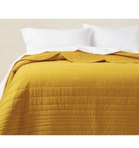Opalhouse 191908539621 Jungalow Scalloped Edge Quilt Gold Full/queen With 2 Standard Sham New