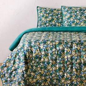 Opalhouse Designed With Jungalow 085239616666 Full/queen Printed Floral Quilt And Sham Set Blue -